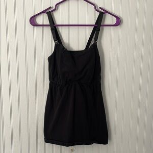 Black Lace Trim Breast Feeding Maternity Tank Top | Medium